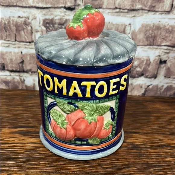 Vintage 1996 Ceramic Tomato Canister with Lid - Picture 1 of 7